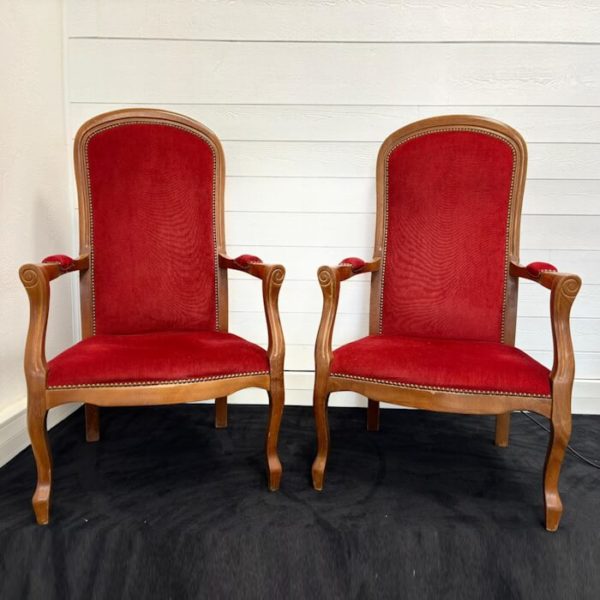 Lot de 2 fauteuils Voltaire rouge