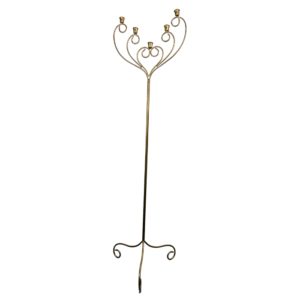 Haut chandelier dore à 5 branches pour cierges d'Eglise