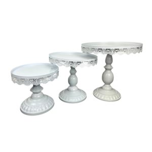 Lot de 3 présentoirs blancs en dentelle avec diverses tailles