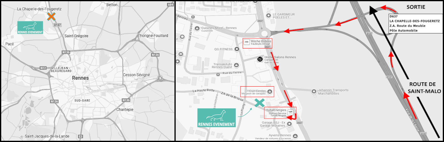 Plan d'accès de l'Agence Rennes Evénement Location Animation