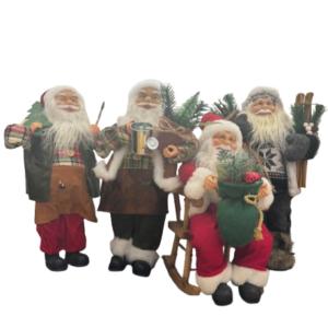 Groupe de figurines Père Noël disponibles à la location