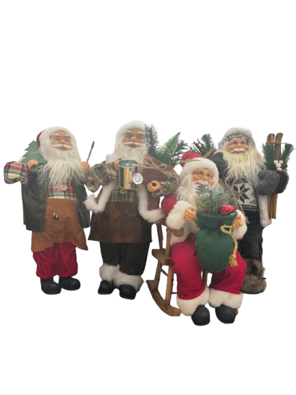 Groupe de figurines Père Noël disponibles à la location