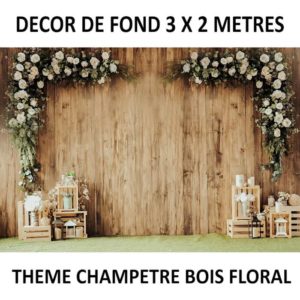 Toile de décor esprit champêtre et floral pour coin photo ou photomaton