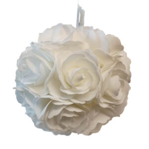 Boule de fleurs décoratives blanches