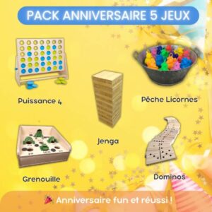 Pack de 5 jeux en bois et jeux pour enfants pour anniversaire
