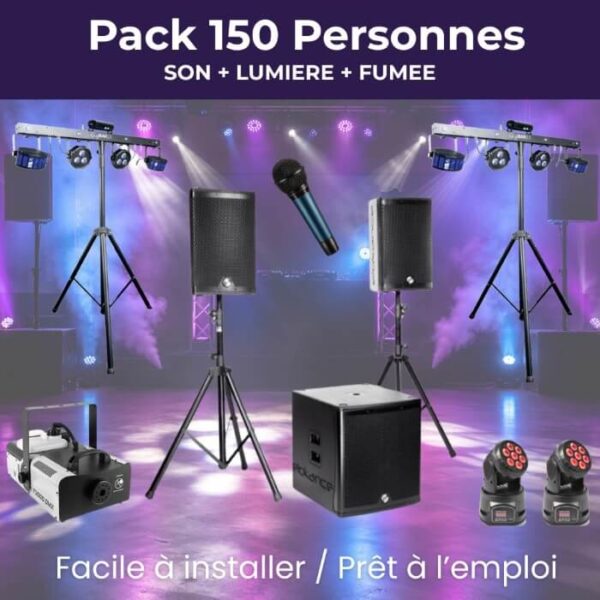 pack-son-lumieres-fumee-150-personnes Pack complet de soirées avec sonorisation lumières et fumée en location en Bretagne